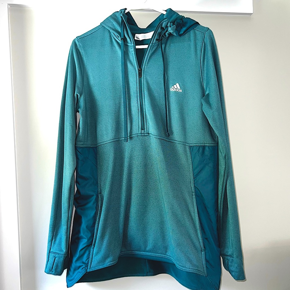 Adidas Women's Climawarm 1/2 Zip Pullover Hoodie Jacket w/ Thumb Holes - Large